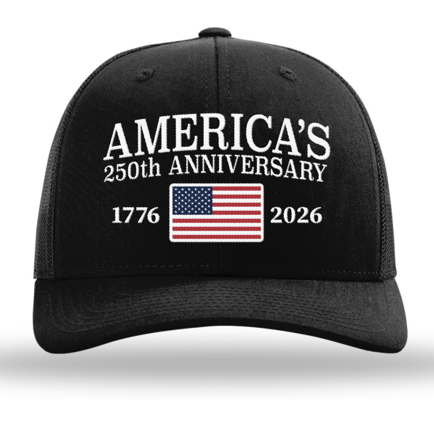America 250th Anniversary Flag Hat, Patriotic Embroidered Snapback Cap