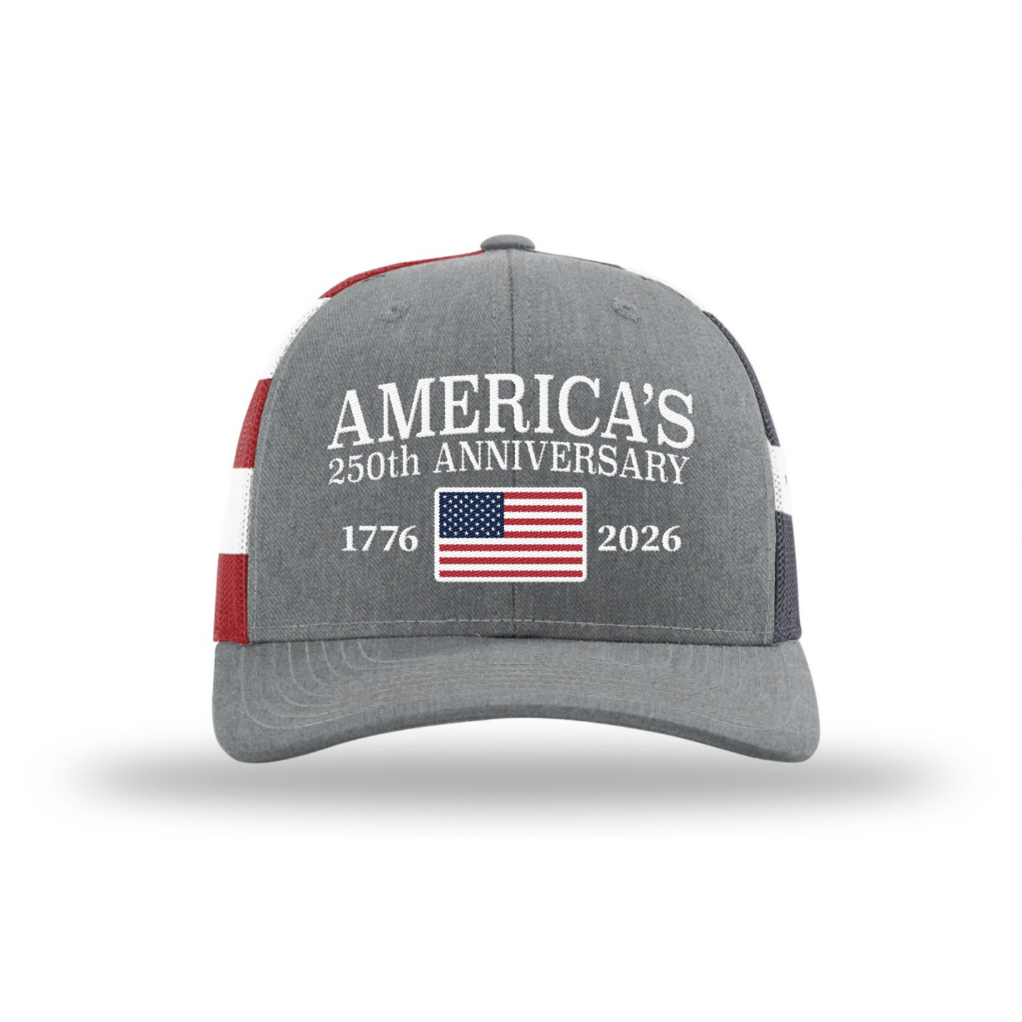 America 250th Anniversary Flag Hat, Patriotic Embroidered Snapback Cap