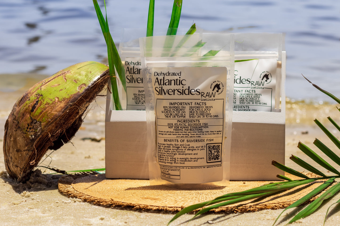 Raw Instincts Dehydrated Atlantic Silverside Fish Treats for Cats and Dogs
