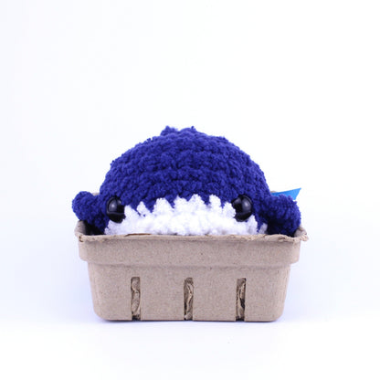 Betty the Blueberry Whale Crochet Plushie, Handmade in Massachusetts