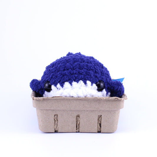 Betty the Blueberry Whale Crochet Plushie, Handmade in Massachusetts