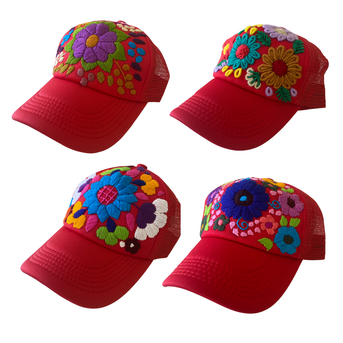 Tulum Hand-Embroidered Trucker Hat, Fair Trade from Chiapas Mexico