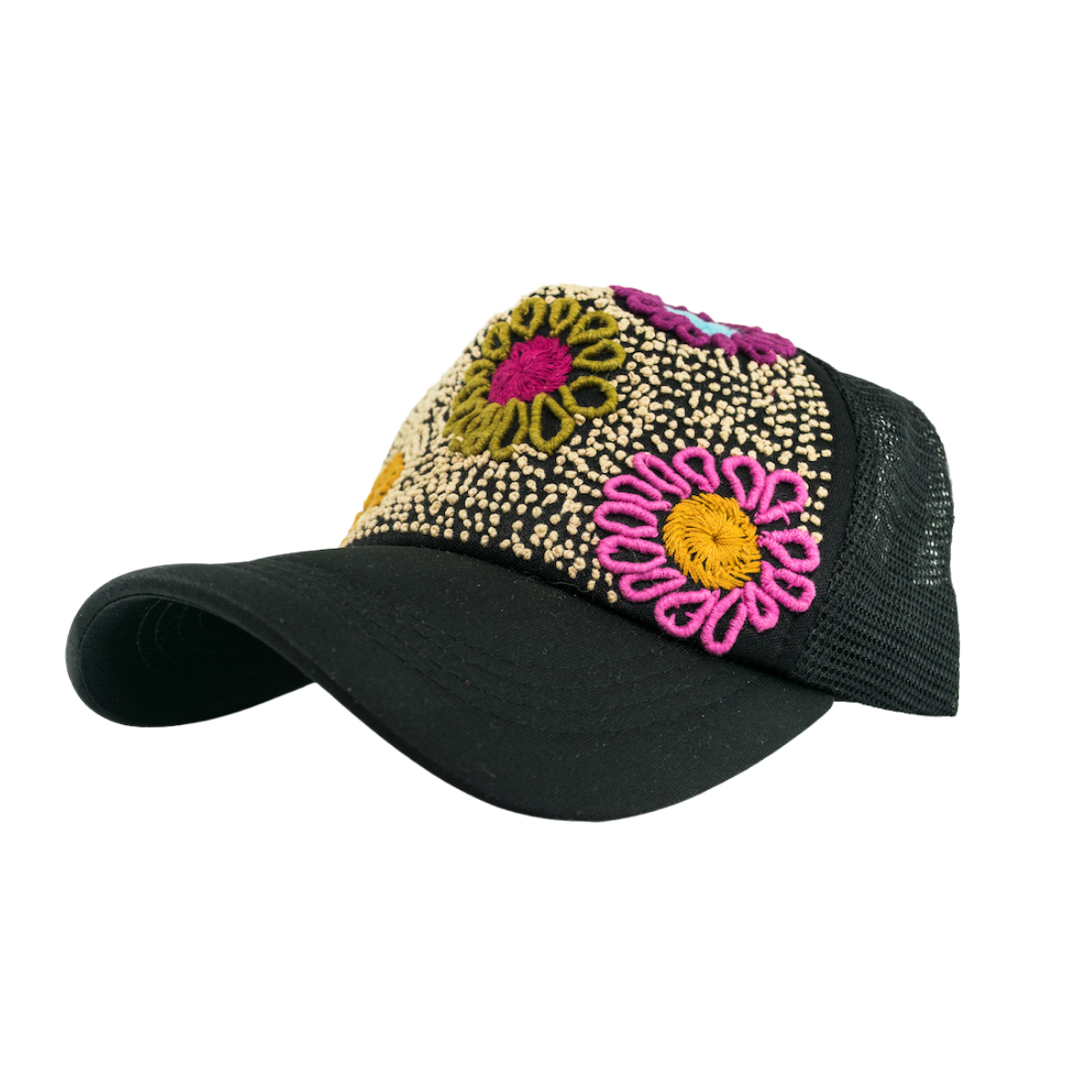 Tulum Hand-Embroidered Trucker Hat, Fair Trade from Chiapas Mexico