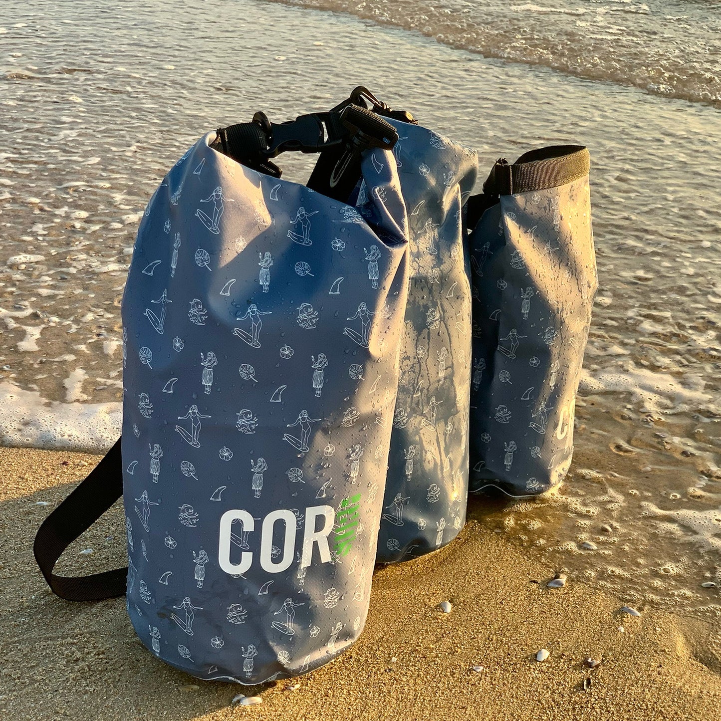 Hawaiian Print Waterproof Dry Bag - COR Surf, Ripstop, 3L to 15L