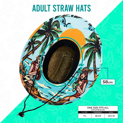Aloha Hawaiian Hula Beach Straw Hat - UPF 50 Sun Protection, Bosky Hat Co.