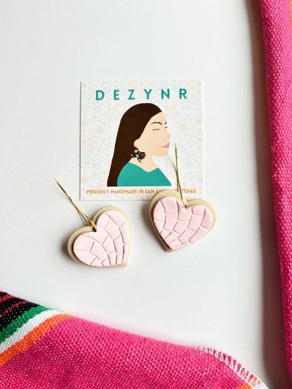 Red Rose and Gold Heart Polymer Clay Earrings