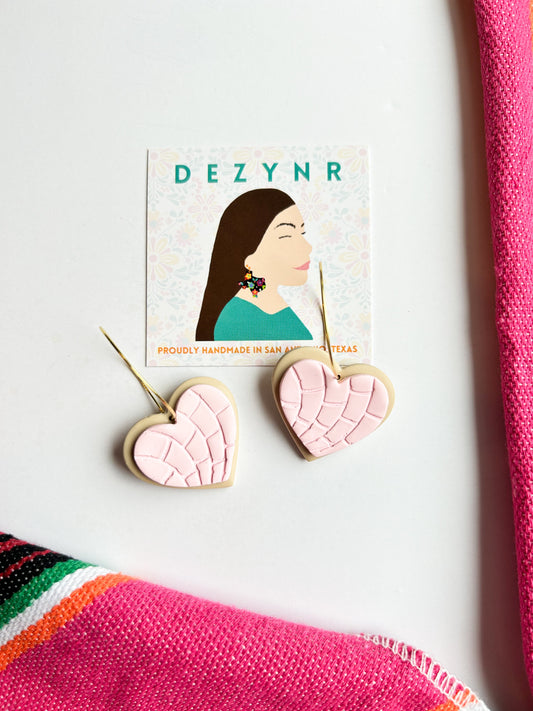 Red Rose and Gold Heart Polymer Clay Earrings