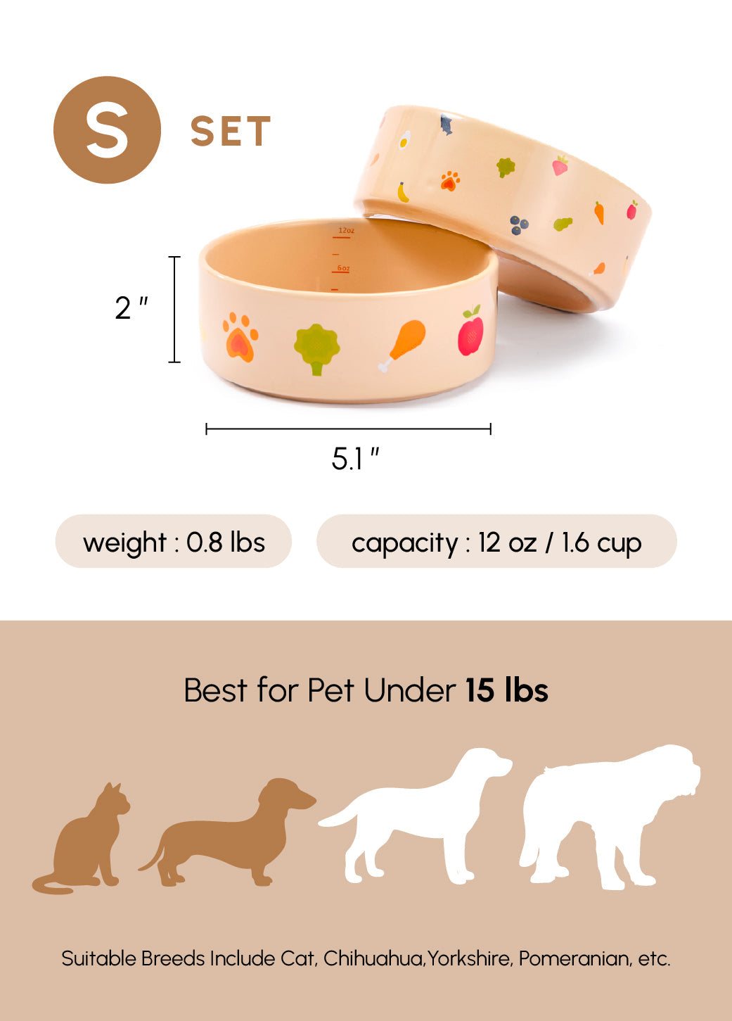 Nomnom Ceramic Pet Bowl for Dogs and Cats