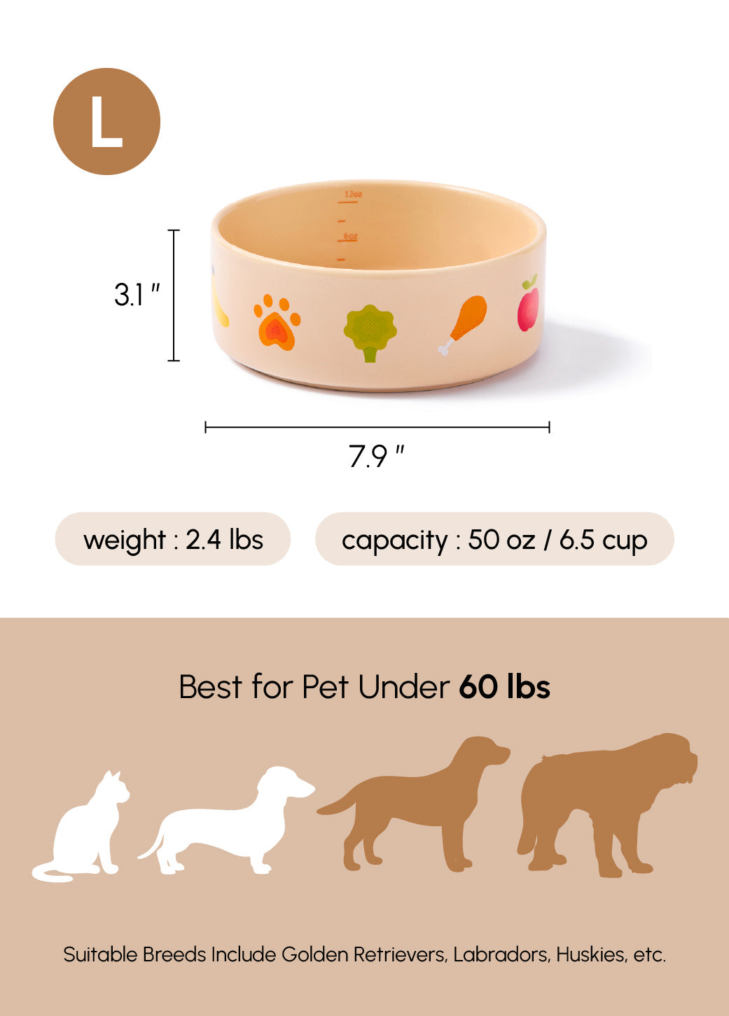 Nomnom Ceramic Pet Bowl for Dogs and Cats