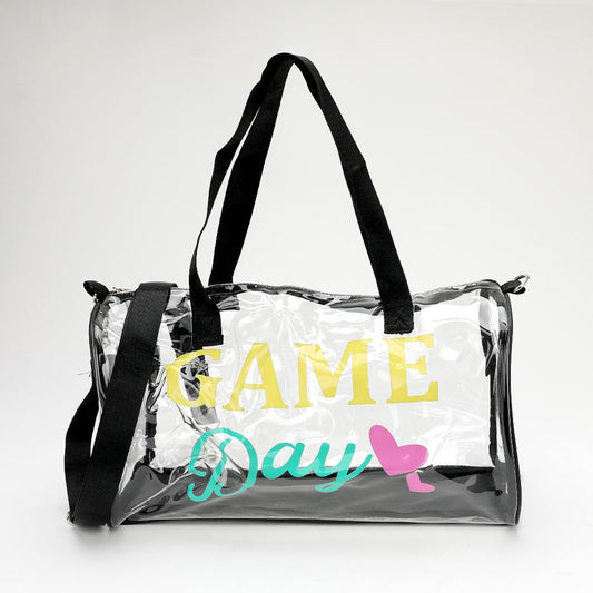 Game Day Message Printed Transparent Boston Bag and Crossbody