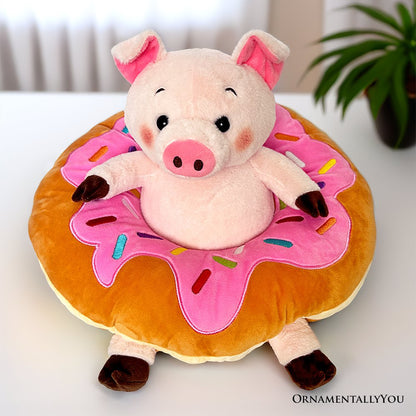 Ollie Oinker the Pig Plushie, Adorable 12 Inch Donut Ring Stuffed Animal