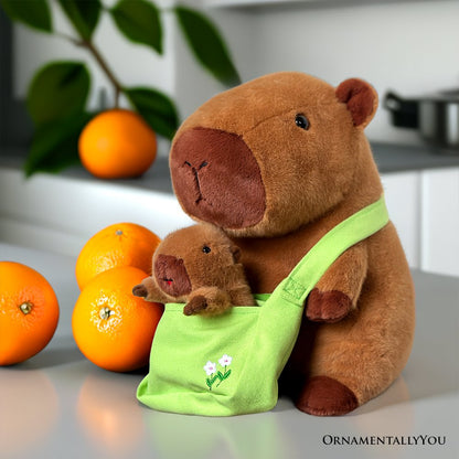 Coco the Capybara and Her Baby Plushie Set, Adorable 12 Inch Stuffed Animal