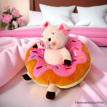 Ollie Oinker the Pig Plushie, Adorable 12 Inch Donut Ring Stuffed Animal
