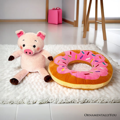 Ollie Oinker the Pig Plushie, Adorable 12 Inch Donut Ring Stuffed Animal
