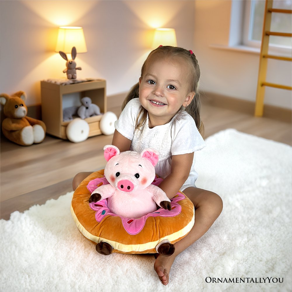 Ollie Oinker the Pig Plushie, Adorable 12 Inch Donut Ring Stuffed Animal
