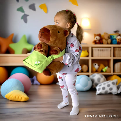 Coco the Capybara and Her Baby Plushie Set, Adorable 12 Inch Stuffed Animal