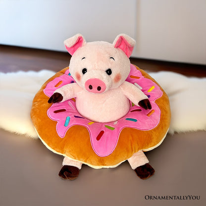 Ollie Oinker the Pig Plushie, Adorable 12 Inch Donut Ring Stuffed Animal