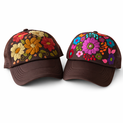 Tulum Hand-Embroidered Trucker Hat, Fair Trade from Chiapas Mexico