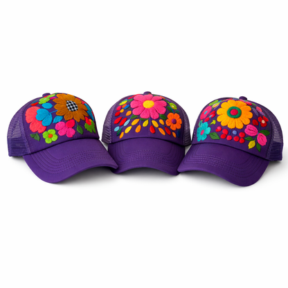 Tulum Hand-Embroidered Trucker Hat, Fair Trade from Chiapas Mexico