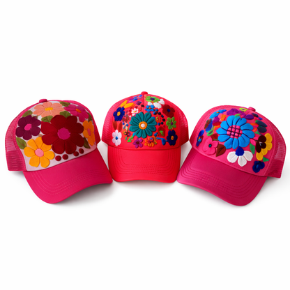 Tulum Hand-Embroidered Trucker Hat, Fair Trade from Chiapas Mexico