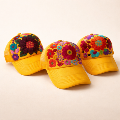 Tulum Hand-Embroidered Trucker Hat, Fair Trade from Chiapas Mexico