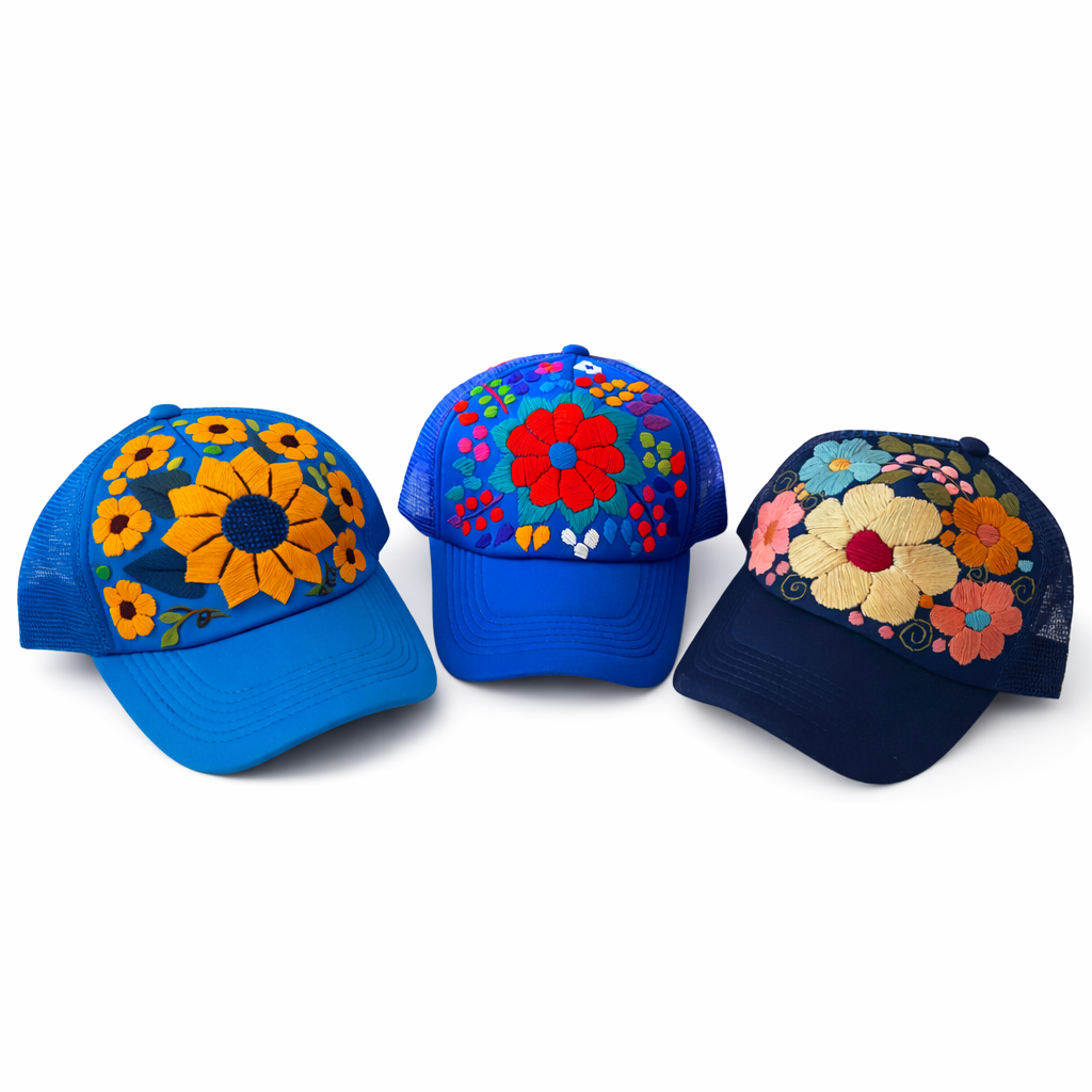 Tulum Hand-Embroidered Trucker Hat, Fair Trade from Chiapas Mexico