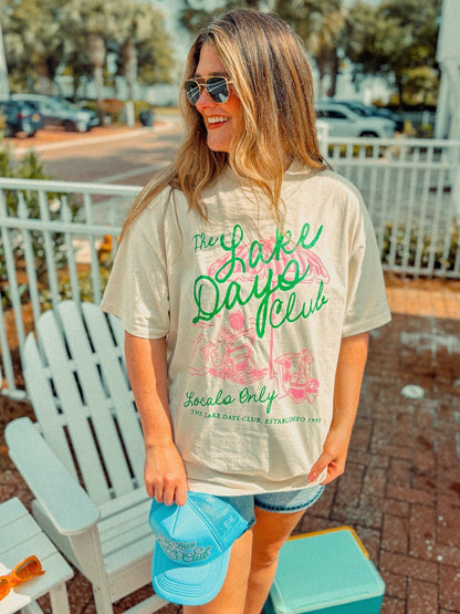 The Lake Days Club Summer Boxy Cotton T-Shirt, 4 Colors, S to 3XL
