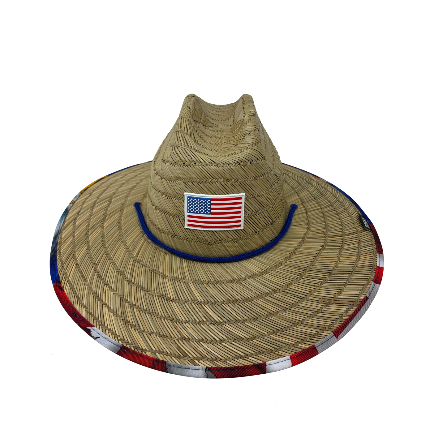 Patriot Bald Eagle Straw Hat - UPF 50 Patriotic Sun Hat with Sewn-On Patch