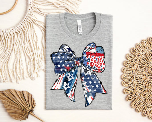 Patriotic Bow Graphic Tee, Bella and Canvas, S to 3XL