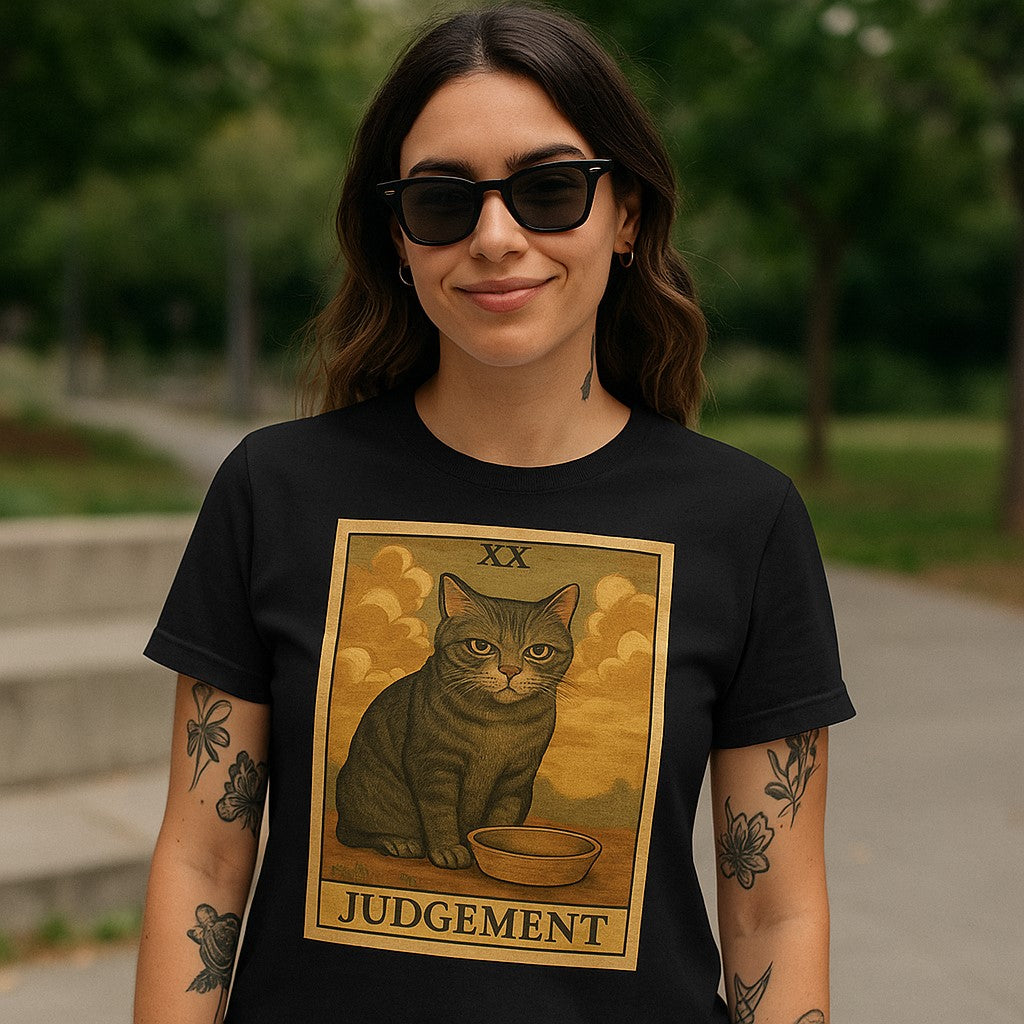 Judgement Cat Tarot T-Shirt, Funny Cat Graphic Tee