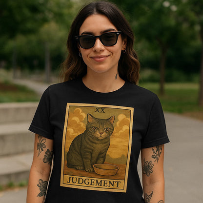 Judgement Cat Tarot T-Shirt, Funny Cat Graphic Tee