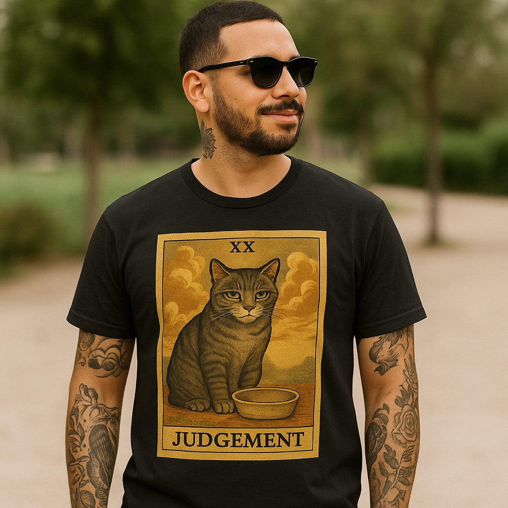 Judgement Cat Tarot T-Shirt, Funny Cat Graphic Tee