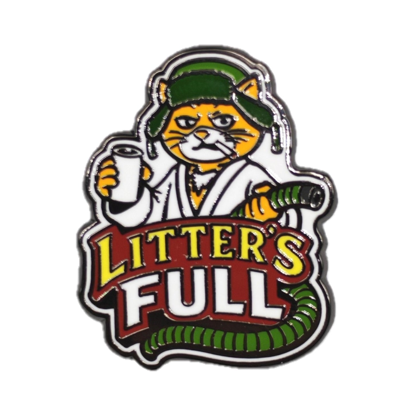 Litter's Full Enamel Pin, Funny Christmas Vacation Cat Parody Pin