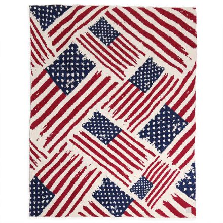 Patriotic American Flag Throw Blanket 50x60 Navy Red