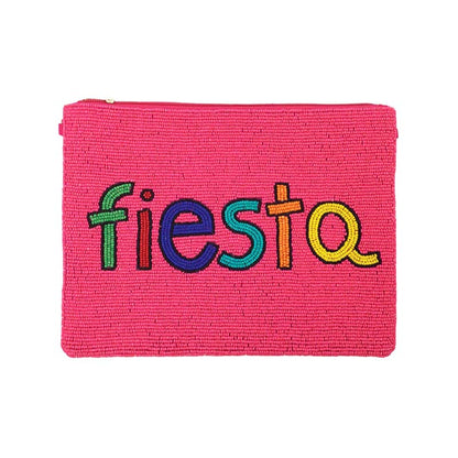 Fiesta Seed Beaded Message Clutch Crossbody Bag