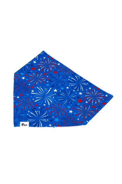 Patriotic Dog Bandana Red White Blue Fireworks Pattern