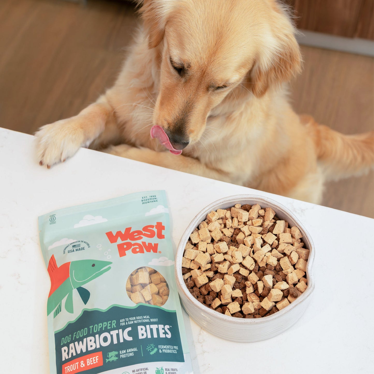 West Paw Rawbiotic Bites Trout and Beef Dog Food Topper