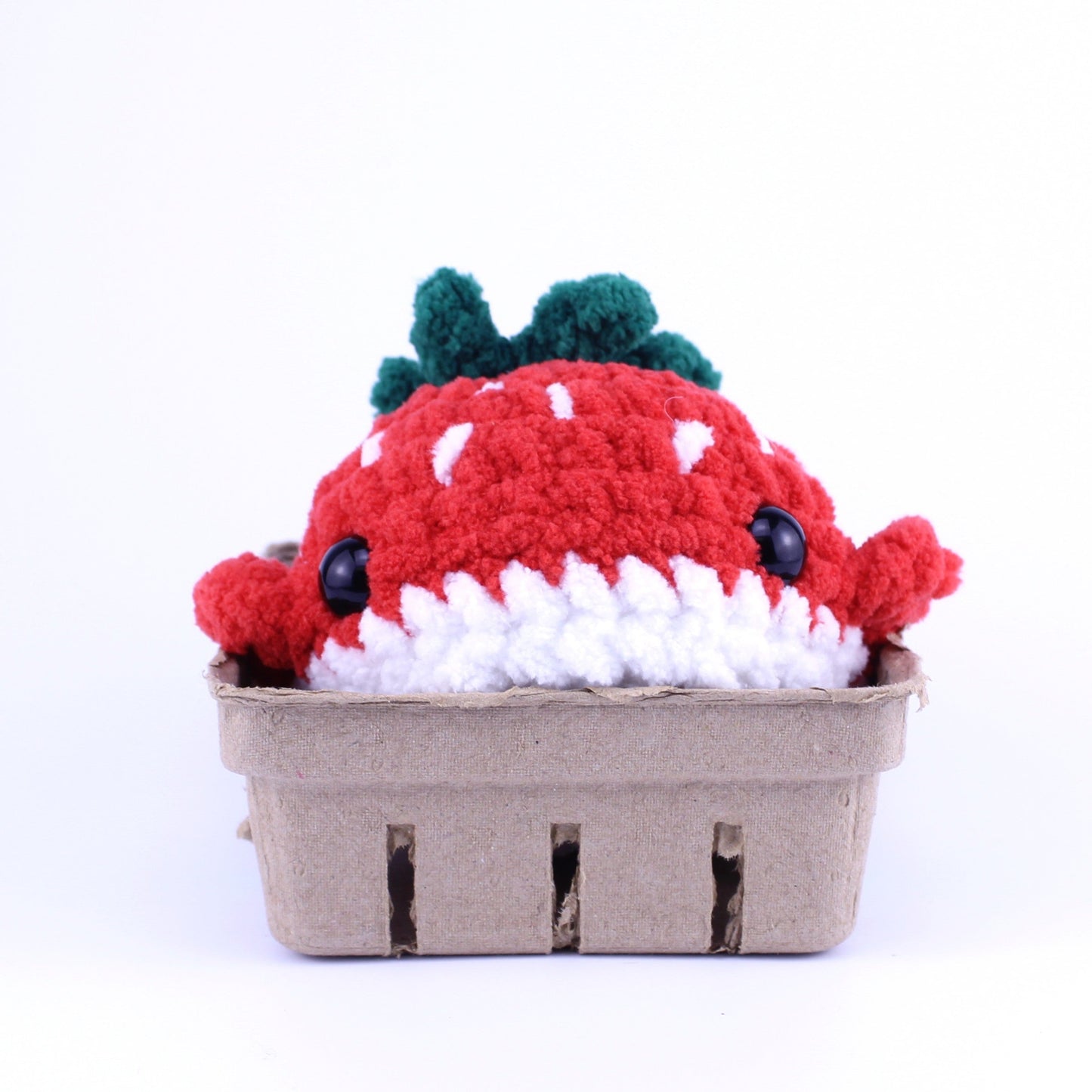 Summer the Strawberry Whale Crocheted Plushie, Handmade in Massachusetts