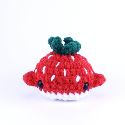 Summer the Strawberry Whale Crocheted Plushie, Handmade in Massachusetts