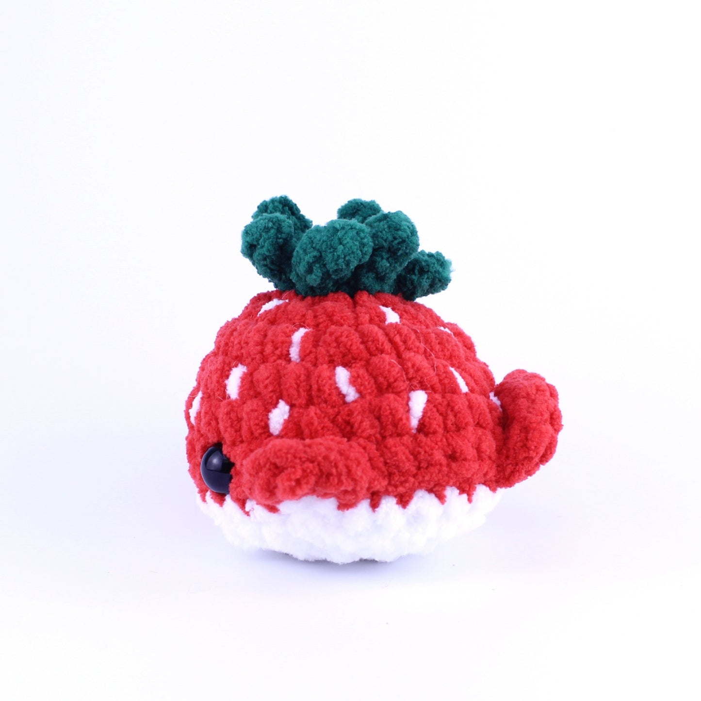 Summer the Strawberry Whale Crocheted Plushie, Handmade in Massachusetts