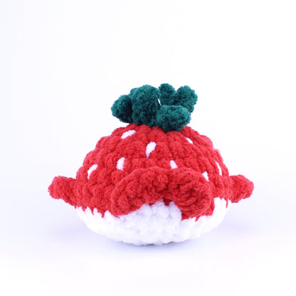 Summer the Strawberry Whale Crocheted Plushie, Handmade in Massachusetts