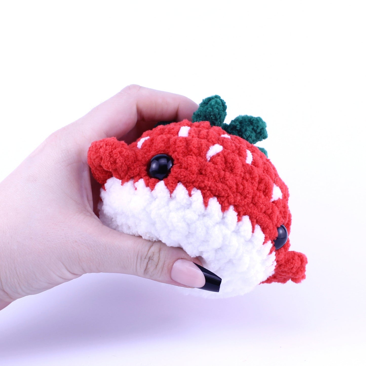 Summer the Strawberry Whale Crocheted Plushie, Handmade in Massachusetts