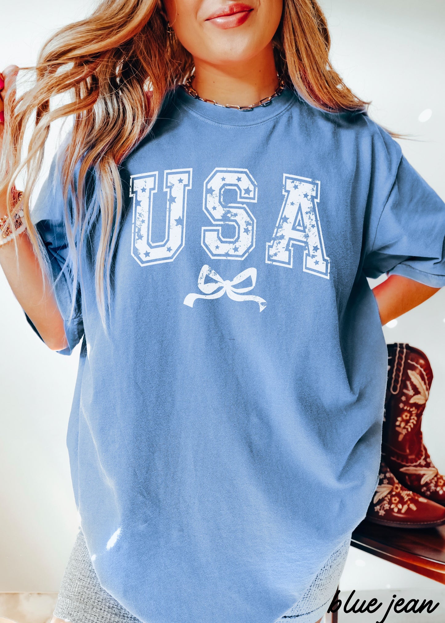 USA Star Coquette Tee, 12 Colors, Comfort Colors Screen Print