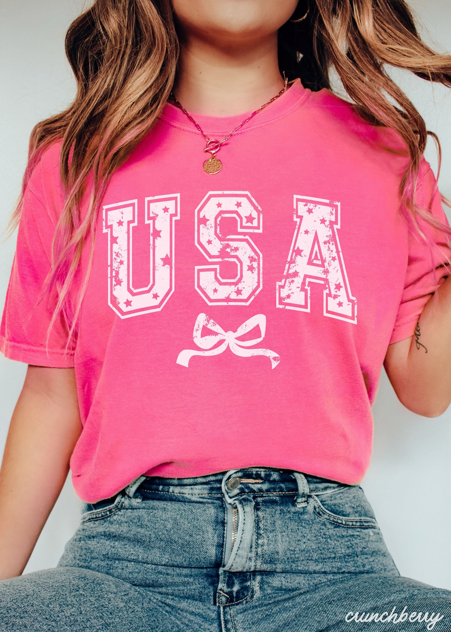 USA Star Coquette Tee, 12 Colors, Comfort Colors Screen Print