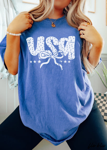 USA Bubble Coquette Tee, 10 Colors, Comfort Colors Screen Print