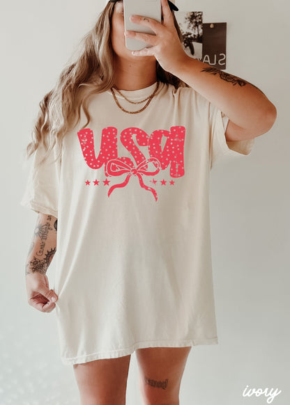 USA Bubble Coquette Tee, 10 Colors, Comfort Colors Screen Print