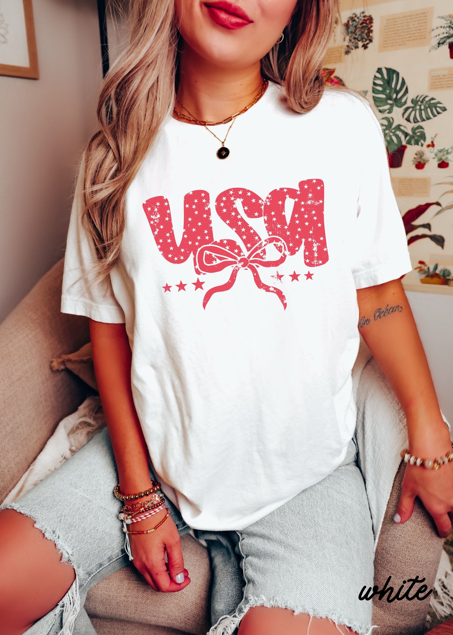 USA Bubble Coquette Tee, 10 Colors, Comfort Colors Screen Print