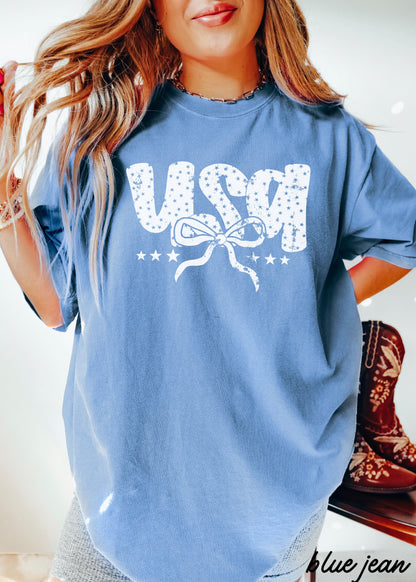 USA Bubble Coquette Tee, 10 Colors, Comfort Colors Screen Print