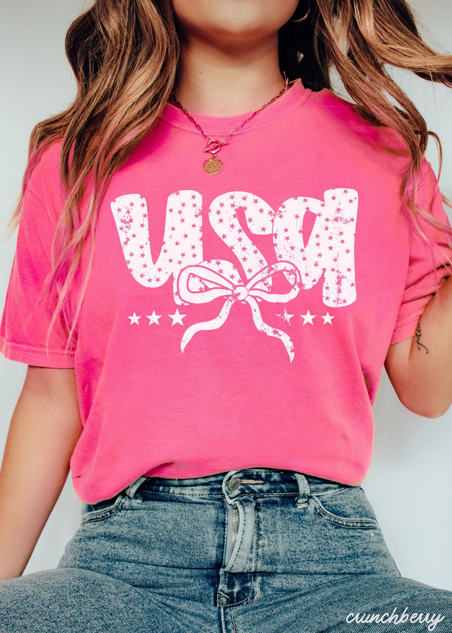 USA Bubble Coquette Tee, 10 Colors, Comfort Colors Screen Print