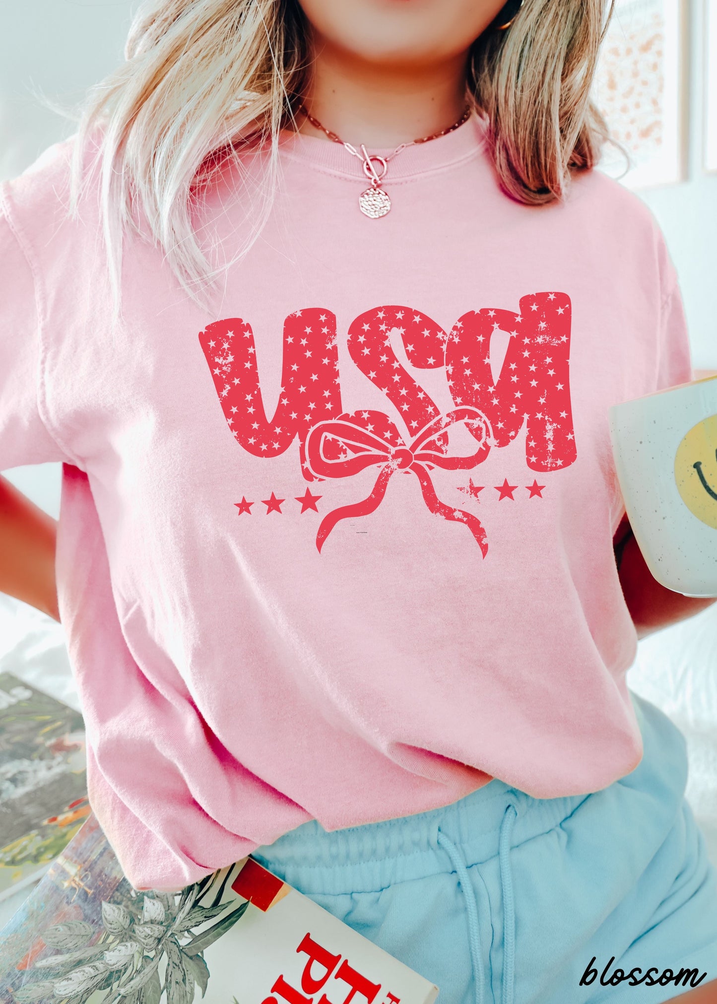 USA Bubble Coquette Tee, 10 Colors, Comfort Colors Screen Print